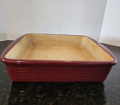 #ad Pampered Chef Family Heritage Stoneware Cranberry 9x9 Square Baker Pan USA EUC $23.00