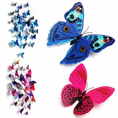 12 24pcs 3D Butterfly Wall Stickers Decal Removable Mural Home Nursery Decor USA $6.41