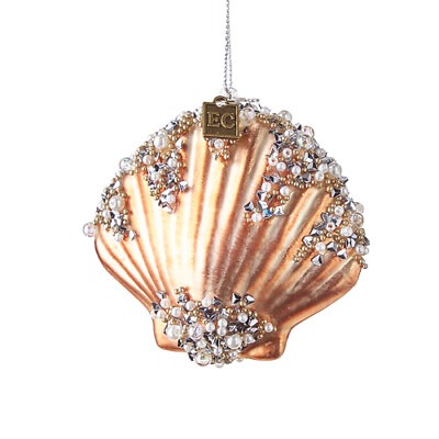 #ad 3.25quot; Glass Eric Cortina Jeweled Seashell Ornament Beach Ocean Christmas Decor $9.95
