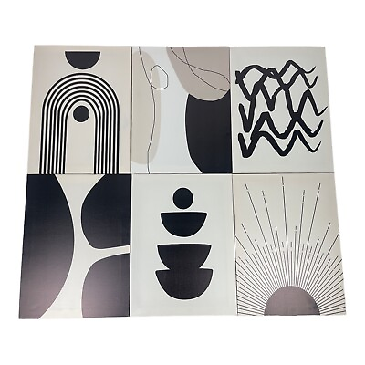 #ad Set of 6 Abstract Boho Wall Art Decor Canvas 12quot;x16quot; Black amp; White NEW $16.07