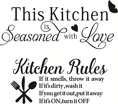 #ad #ad 2 Sheets Kitchen Quotes Wall Stickers Kitchen Rules Vinyl Wall Quote for Kitchen $20.39