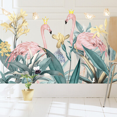 #ad Large Flamingo Grass Wall Stickers for Living room Bedroom Baseboard Removablt1 $6.90