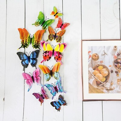 #ad 12pcs set Living Room Decor Wall Sticker Art Accessory Childrens Room Butterfly $8.00