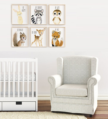 #ad Nursery Decor Forest Baby Animal Quotes Wall Art Set of 6 Prints 8.5x11 inch $17.00
