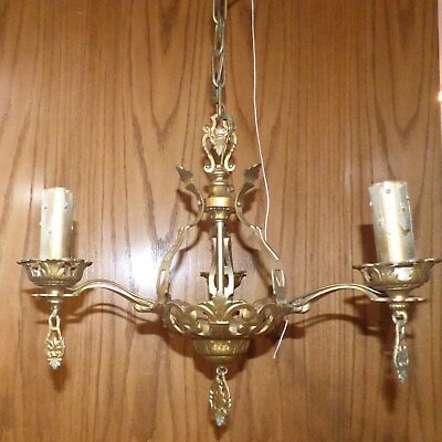 #ad Antique Art Deco Ceiling Chandelier Light Fixture 3 Arm $85.00