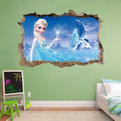 #ad Frozen Elsa Smashed Wall Decal Removable Graphic Wall Sticker Disney Movie H192 $12.74