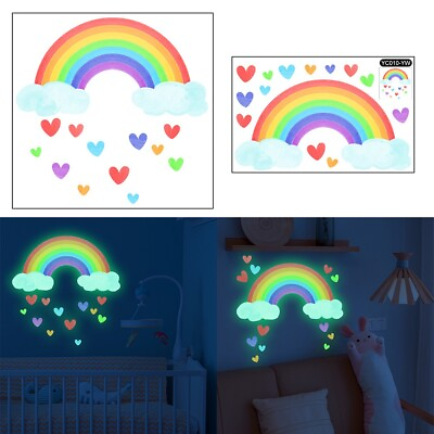 #ad #ad Wall Stickers With Rainbow Patterns Girls Kids Bedroom Decals Home Decor $11.02