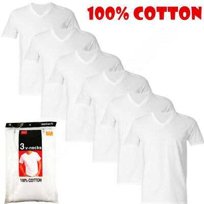 #ad #ad Men#x27;s V neck T Shirt White Black 6 Pack quot;100% Cotton amp; Taglessquot; $22.99