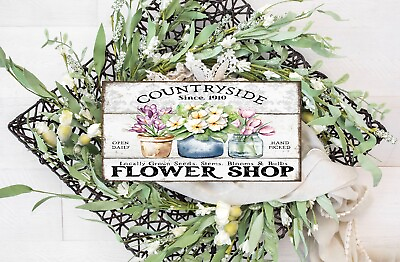 #ad #ad Country Side Flower Market Printed Handmade Sign Farmhouse Kitchen $16.48