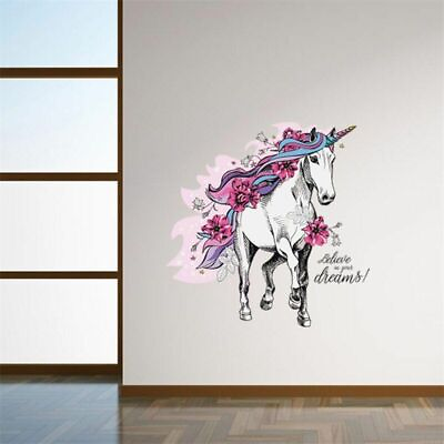 #ad Unicorn Wall Stickers Bedroom Living Room TV Background Home Decoration Vinyl $15.99