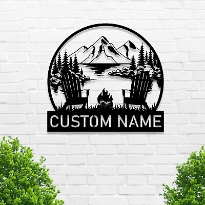 #ad Personalized Last Name Sign Camper Wall DecorCustom Camping Metal Sign Wall Art $32.99
