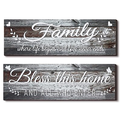 #ad Jetec Wooden Family Signs Rustic Bless This Home Wall Decor Wood Family Decor... $14.21