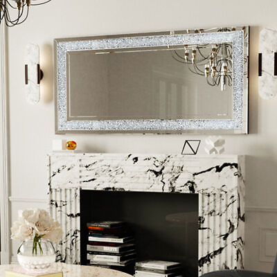 #ad Large Gorgeous Crushed Crystal Diamond Mirror Glam Living Room Wall Decor Mirror $159.91