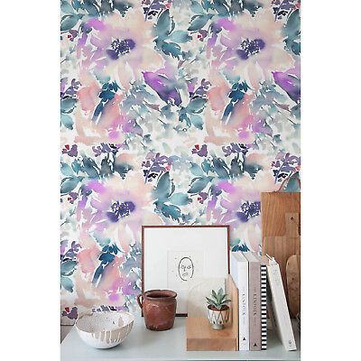 #ad Watercolor Garden wall Home decor Floral wall mural Leaves Non Woven wallpaper $260.95