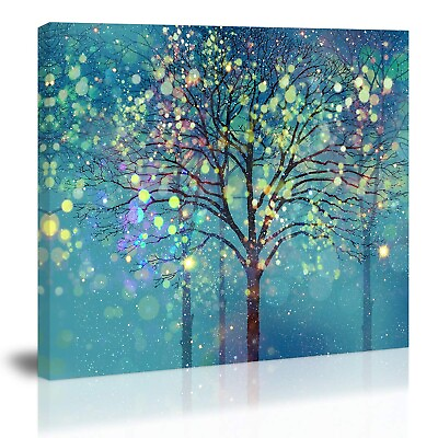 #ad Teal Tree Wall Art Decor Tree of Life Modern Abstract Canvas Painting Prints ... $88.69