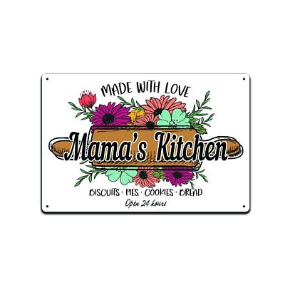 #ad Mamaamp;#39;s Kitchen 12 X 8 Inch Metal Sign Floral Flower Kitchen Decorative $14.95