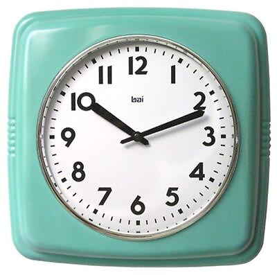 #ad Square Retro Wall Clock Turquoise 750.TU White $51.79