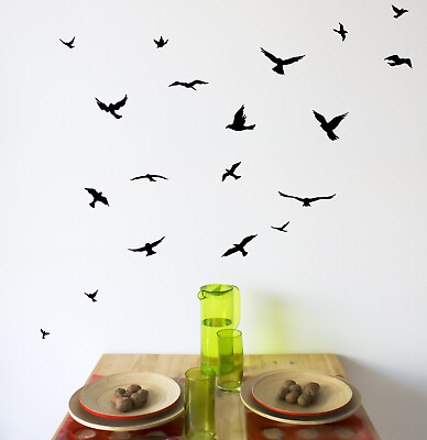 #ad Flock of Birds wall decal set silhouette stickers nature wildlife mural $9.94