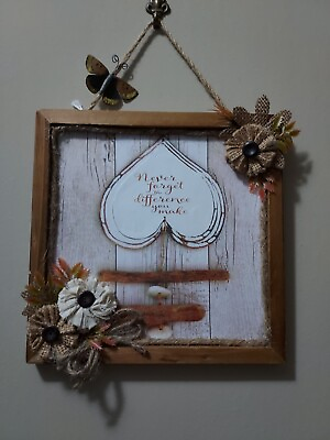#ad Wood Frame Gift Rustic Decorations Burlap Jute and wood. $18.00