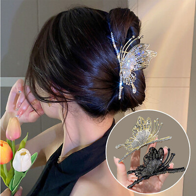 #ad #ad Metal Butterfly Hair Clip Rhinestone Hair Accessories Ponytail Hairpin Headwear C $0.99