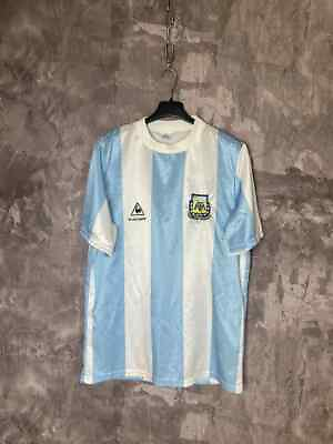 #ad #ad Argentina 1987 Retro Soccer Jersey Home Sleeves Le coq Sportif Maradona Very Rar $450.00