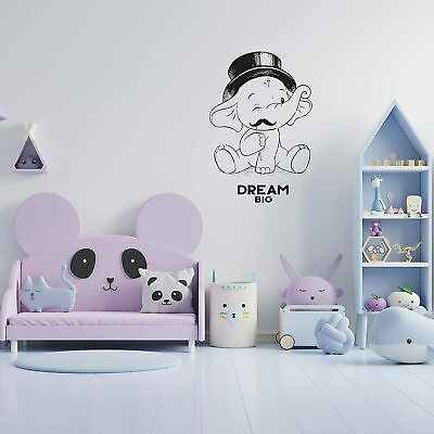#ad Dream Big Quote Elephant Animal Wall Art Stickers for Kids Home Room Decals $14.00