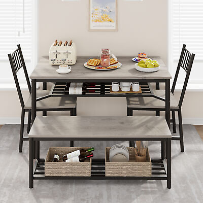 #ad Dining Table Set for 4 Kitchen Table with 2 Chairs amp; a Bench Breakfast Furniture $178.59
