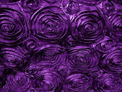#ad PURPLE Rosette Satin Fabric – Sold By The Yard Floral Flowers Satin Decor $13.99