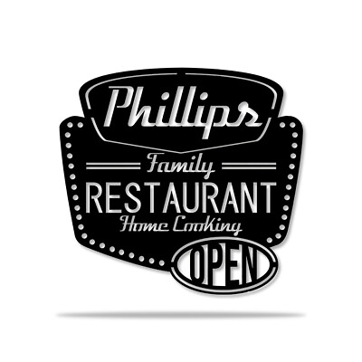 #ad Personalized Family Restaurant Metal Signs Custom Home Cooking Wall Art Decor $89.95
