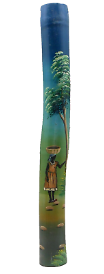 #ad Hand Painted Bamboo Wall Decor Signed By Artist Over 24quot; Long $19.99