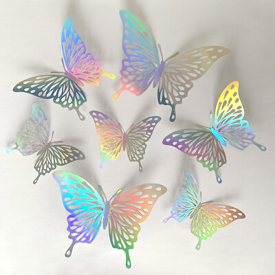 #ad 12pcs Symphony Hollow Metal Butterfly Wall Sticker for Home Room background Deco $1.89
