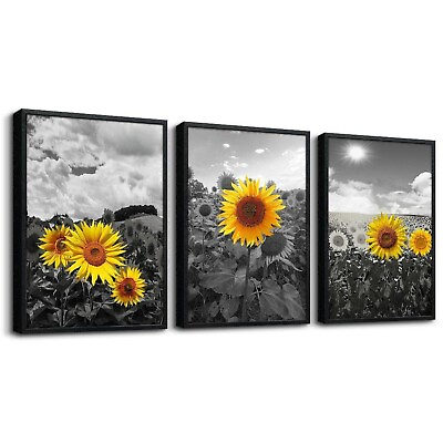 #ad #ad Black Framed Wall Art For Living Room Large Size Wall Decor For Bedroom Sunfl... $133.08