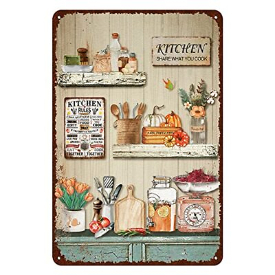 #ad Vintage Farmhouse Kitchen Sign Kitchen Metal Signs Rustic Kitchen Wall Decor $23.69
