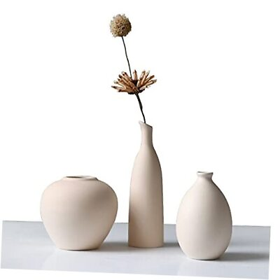 #ad Ceramic Vase Set of 3 Flower Vase Minimalism Style for Rustic Home Beige $41.40