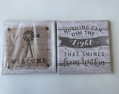 #ad Rustic Chic Farmhouse Welcome Windmill amp; Nothing Dims the Light Wall Art Signs $19.00