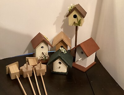 #ad #ad Set Of 9 Miniature Wooden Birdhouses $18.00