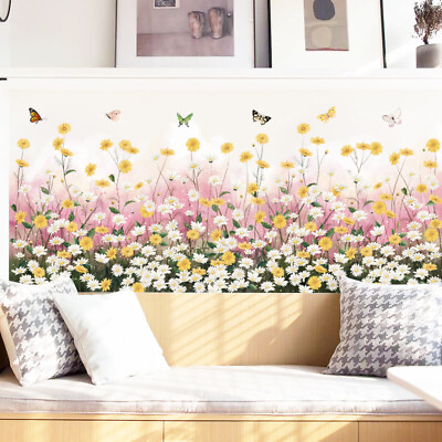 #ad Daisies Wall Decals Butterfly Sticker DIY Mural Living Room Background Decor $9.99
