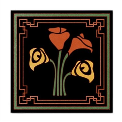 #ad Art Deco Flower Square Decorative Ceramic Tile Backsplash Art $15.94