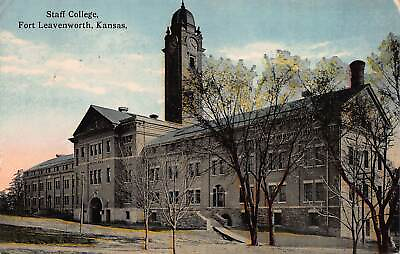#ad Staff College Fort Leavenworth Kansas Early Postcard Used $12.00