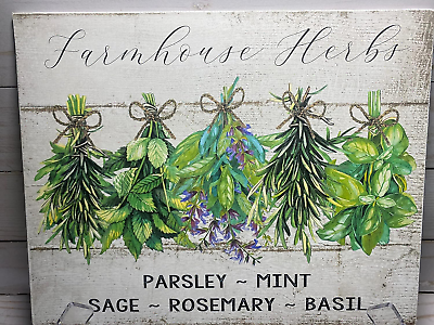 #ad #ad Farmhouse Herbs Signs Kitchen Herb Wall Art RosemaryBasilMint Sage Prints Herb $23.68