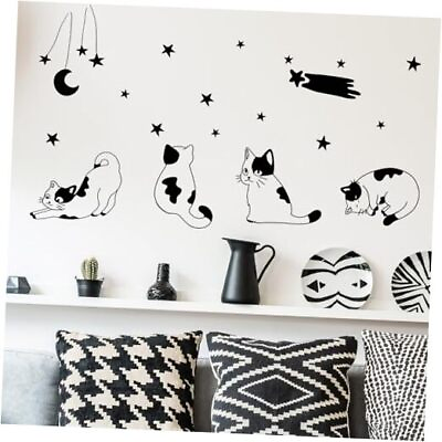 #ad #ad Minimalist Cat and Stars Wall Stickers for Living Room Wall Decals Removable $22.58