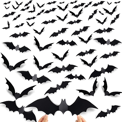 #ad #ad Halloween Bats 4 Size Bats Wall Decor Halloween Decorations Indoor122 Pcs 3D Ba $11.89