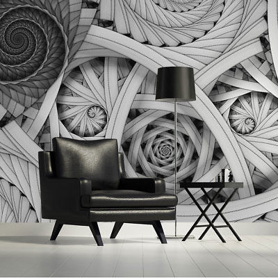 #ad Photo wallpaper swirls abstract large wall mural bedroom black grey wall decor $84.52