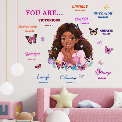 #ad Black Girl Princess Wall Stickers Inspirational Quotes Wall Decals Baby Girls Ro $20.19