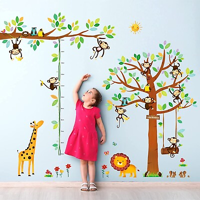 #ad WALL STICKER ANIMAL TREE DECAL GROWTH CHART VINYL MURAL ART HOME KIDS ROOM DECOR $32.99