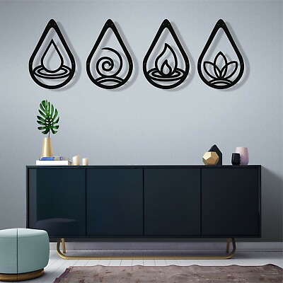 #ad Metal Wall Art Four Elements Symbol Home Wall Decor Earth Water Air Fire $79.90