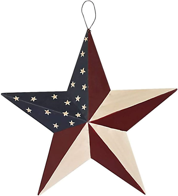 #ad Patriotic Metal Barn Star Outdoor Indoor Hanging Wall Decor Star Ornaments 12inc $21.53
