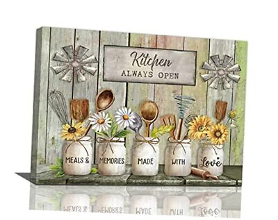 #ad Farmhouse Kitchen Wall Art Country Tableware 12quot;x16quot; kitchen always open $41.80