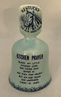 #ad VINTAGE 4.25quot; CERAMIC KENTUCKY BLUE GRASS STATE KITCHEN PRAYER COLLECTIBLE Bell $12.95