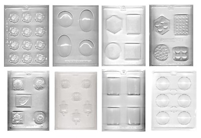 #ad Soap Molds or Chocolate Mold Choose from 8 Shapes Reusable Clear Sturdy Plastic $9.25
